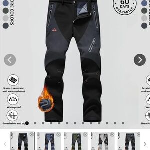 Men's black Waterproof pants with red zipper